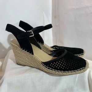 Black suede espadrille sandal